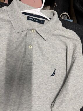 Nautica Light Gray Polo with Navy Sail Logo